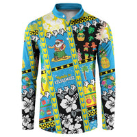 Tuvalu Christmas Button Sweatshirt Festive Beach Vibes LT05 Blue - Polynesian Pride
