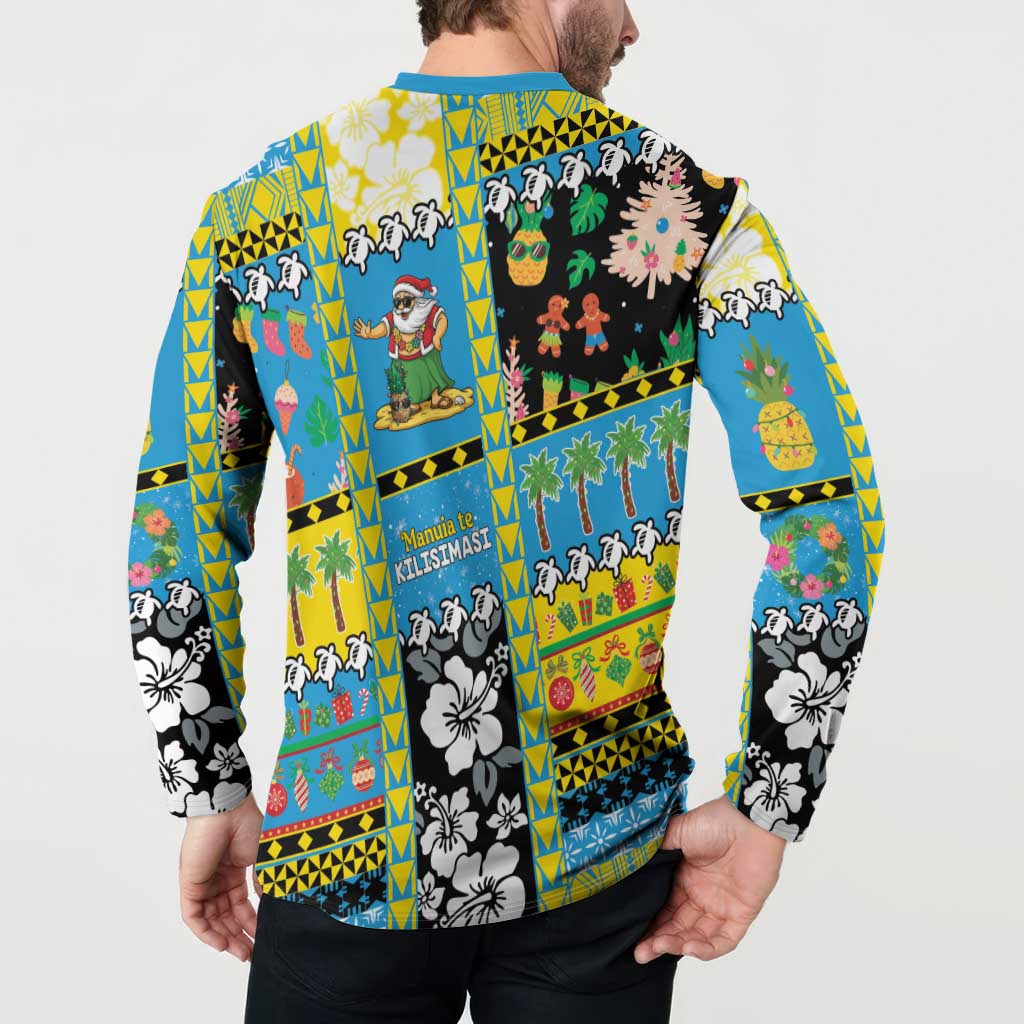 Tuvalu Christmas Button Sweatshirt Festive Beach Vibes LT05 - Polynesian Pride
