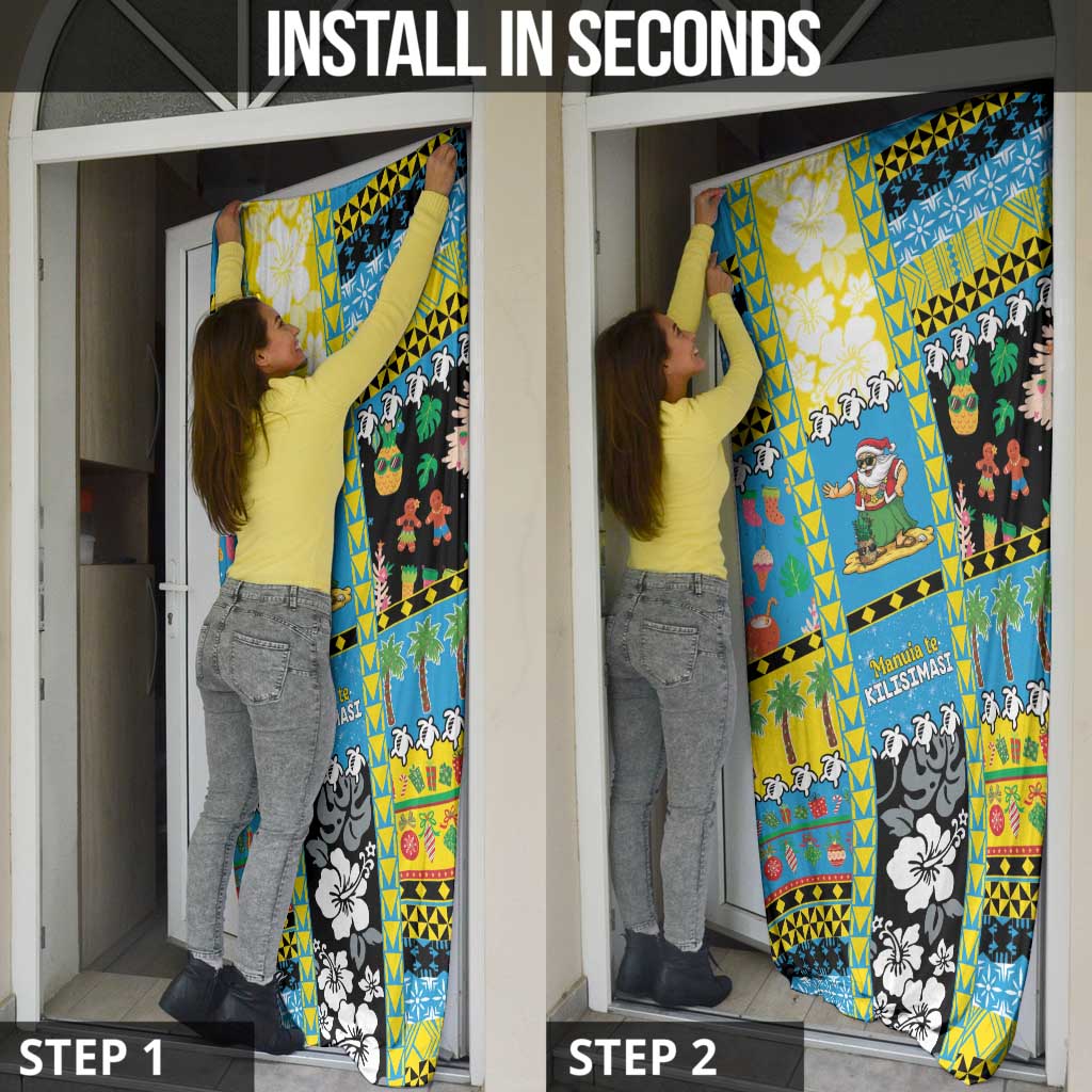 Tuvalu Christmas Door Cover Festive Beach Vibes - Polynesian Pride