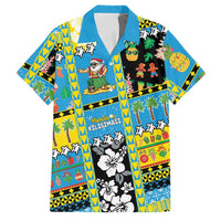 Tuvalu Christmas Family Matching Puletasi and Hawaiian Shirt Festive Beach Vibes LT05 Dad's Shirt - Short Sleeve Blue - Polynesian Pride