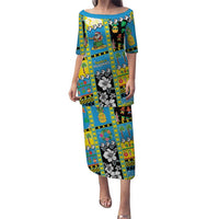 Tuvalu Christmas Family Matching Puletasi and Hawaiian Shirt Festive Beach Vibes LT05 Mom's Dress Blue - Polynesian Pride