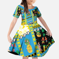 Tuvalu Christmas Family Matching Summer Maxi Dress and Hawaiian Shirt Festive Beach Vibes LT05 Daughter's Dress Blue - Polynesian Pride