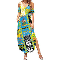 Tuvalu Christmas Family Matching Summer Maxi Dress and Hawaiian Shirt Festive Beach Vibes LT05 Mom's Dress Blue - Polynesian Pride