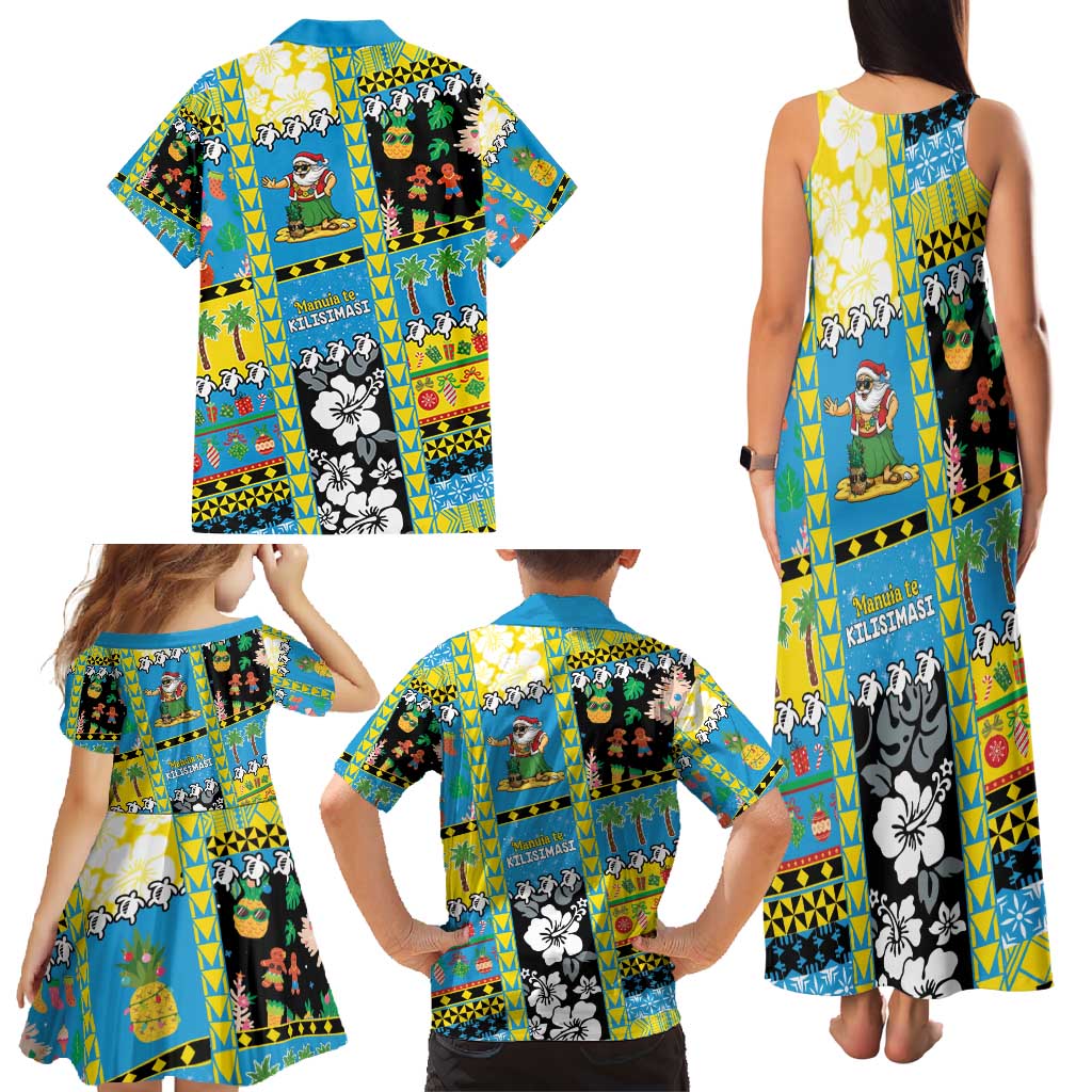 Tuvalu Christmas Family Matching Tank Maxi Dress and Hawaiian Shirt Festive Beach Vibes - Polynesian Pride