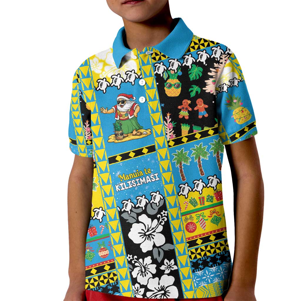 Tuvalu Christmas Kid Polo Shirt Festive Beach Vibes - Polynesian Pride