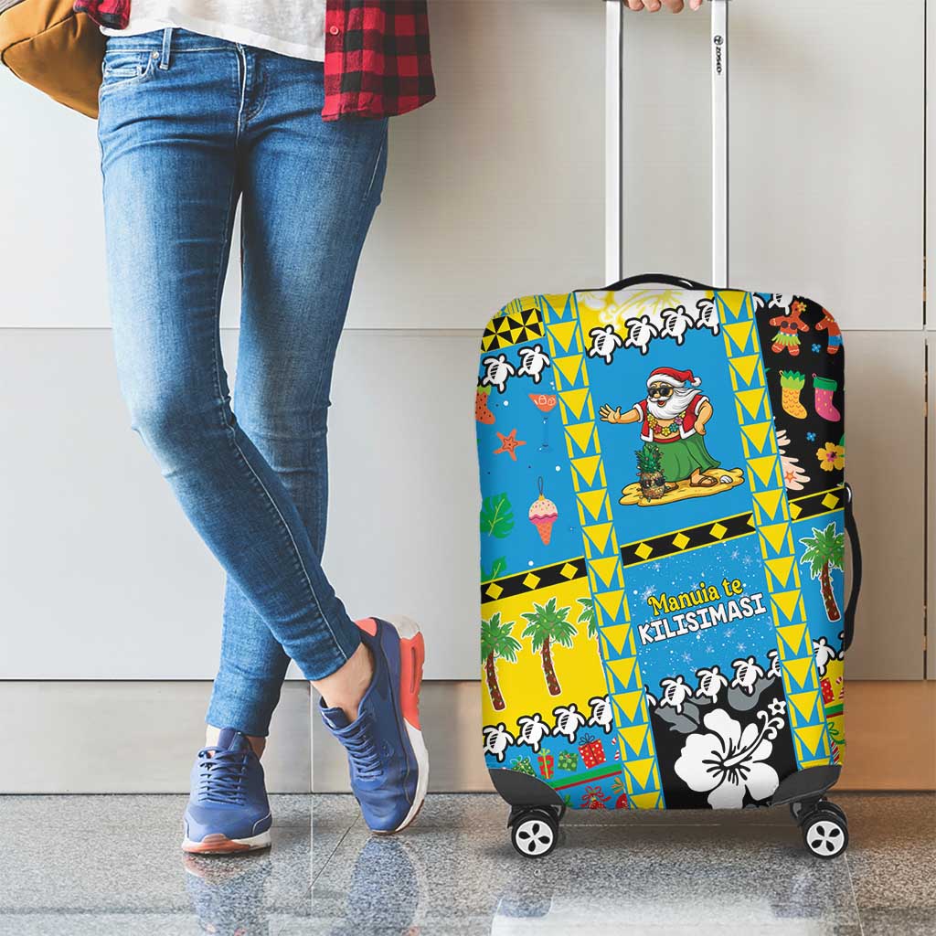Tuvalu Christmas Luggage Cover Festive Beach Vibes - Polynesian Pride