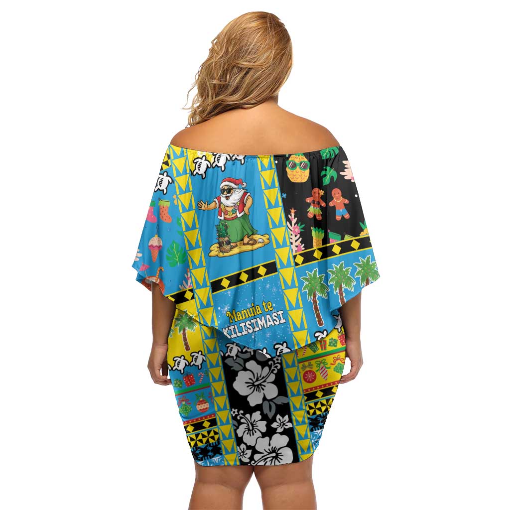 Tuvalu Christmas Off Shoulder Short Dress Festive Beach Vibes LT05 - Polynesian Pride