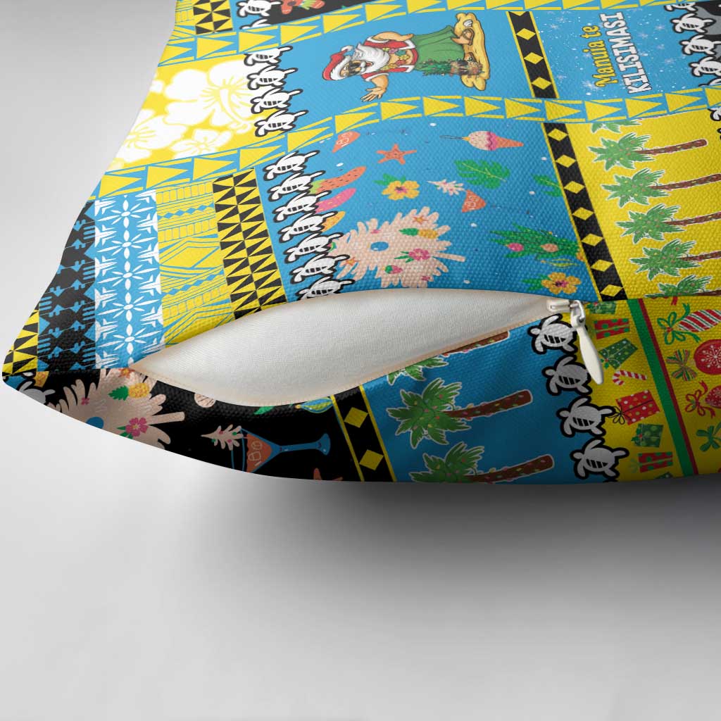Tuvalu Christmas Pillow Cover Festive Beach Vibes - Polynesian Pride