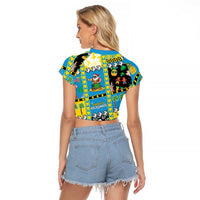 Tuvalu Christmas Raglan Cropped T Shirt Festive Beach Vibes LT05 - Polynesian Pride