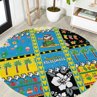Tuvalu Christmas Round Carpet Festive Beach Vibes LT05 Blue - Polynesian Pride