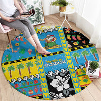 Tuvalu Christmas Round Carpet Festive Beach Vibes LT05 - Polynesian Pride