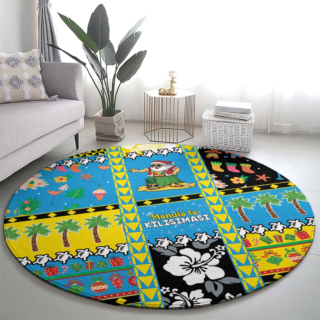 Tuvalu Christmas Round Carpet Festive Beach Vibes LT05 - Polynesian Pride