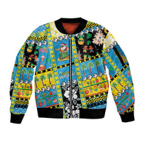 Tuvalu Christmas Sleeve Zip Bomber Jacket Festive Beach Vibes LT05 Unisex Blue - Polynesian Pride