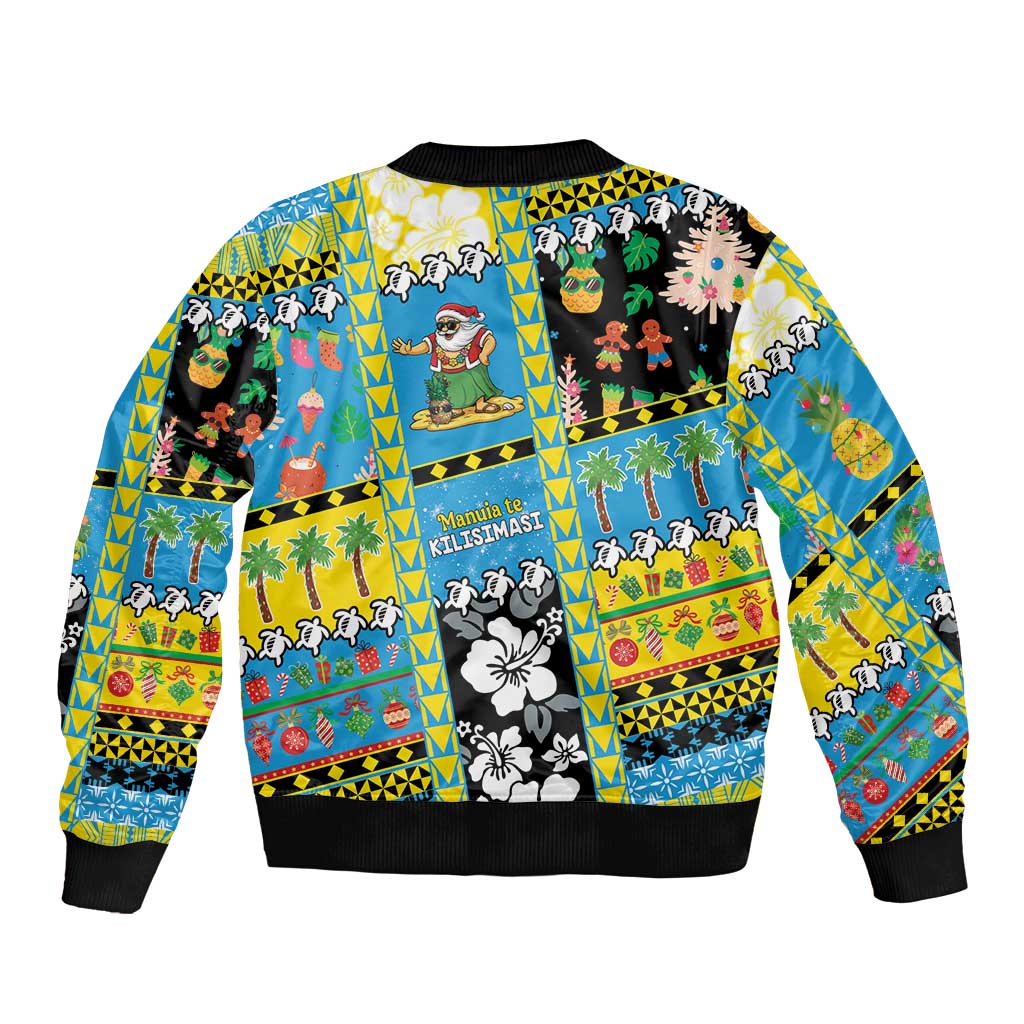 Tuvalu Christmas Sleeve Zip Bomber Jacket Festive Beach Vibes LT05 - Polynesian Pride