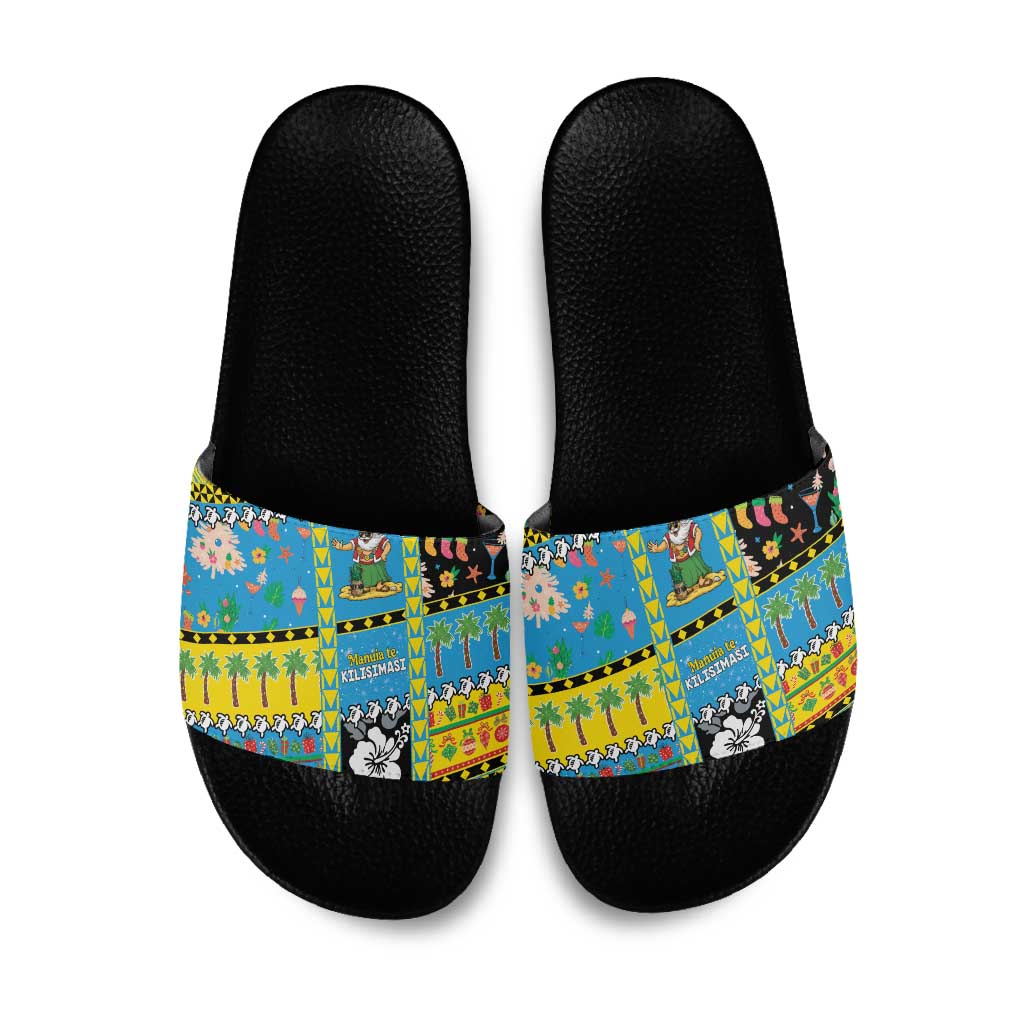 Tuvalu Christmas Slide Sandals Festive Beach Vibes - Polynesian Pride