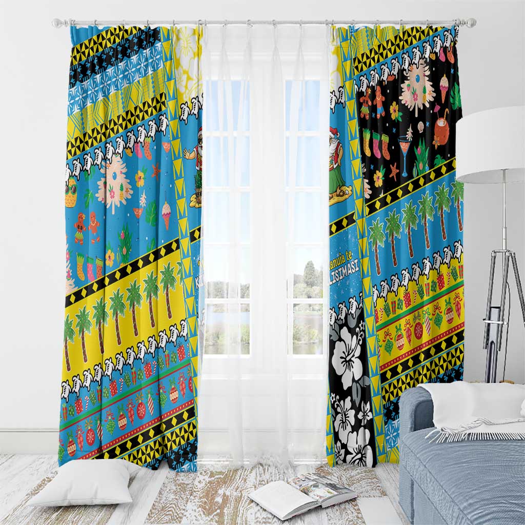 Tuvalu Christmas Window Curtain Festive Beach Vibes - Polynesian Pride