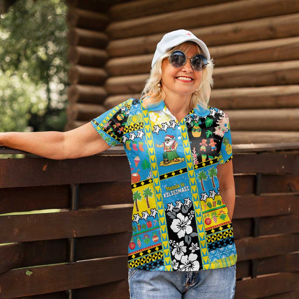Tuvalu Christmas Women Polo Shirt Festive Beach Vibes - Polynesian Pride