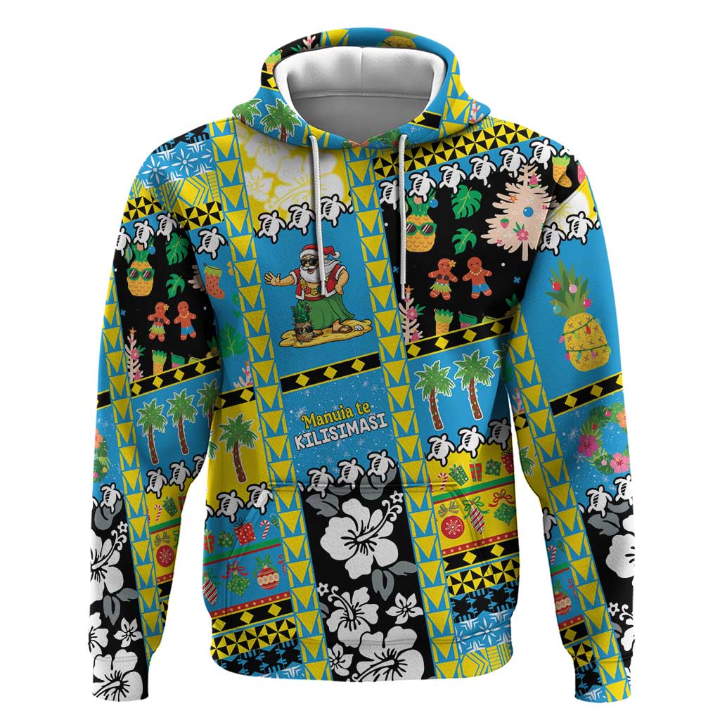 Tuvalu Christmas Zip Hoodie Festive Beach Vibes LT05 Pullover Hoodie Blue - Polynesian Pride