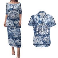 Samoa 685 Couples Matching Puletasi and Hawaiian Shirt Polynesian Pattern Tie Dye Style