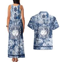 Samoa 685 Couples Matching Tank Maxi Dress and Hawaiian Shirt Polynesian Pattern Tie Dye Style