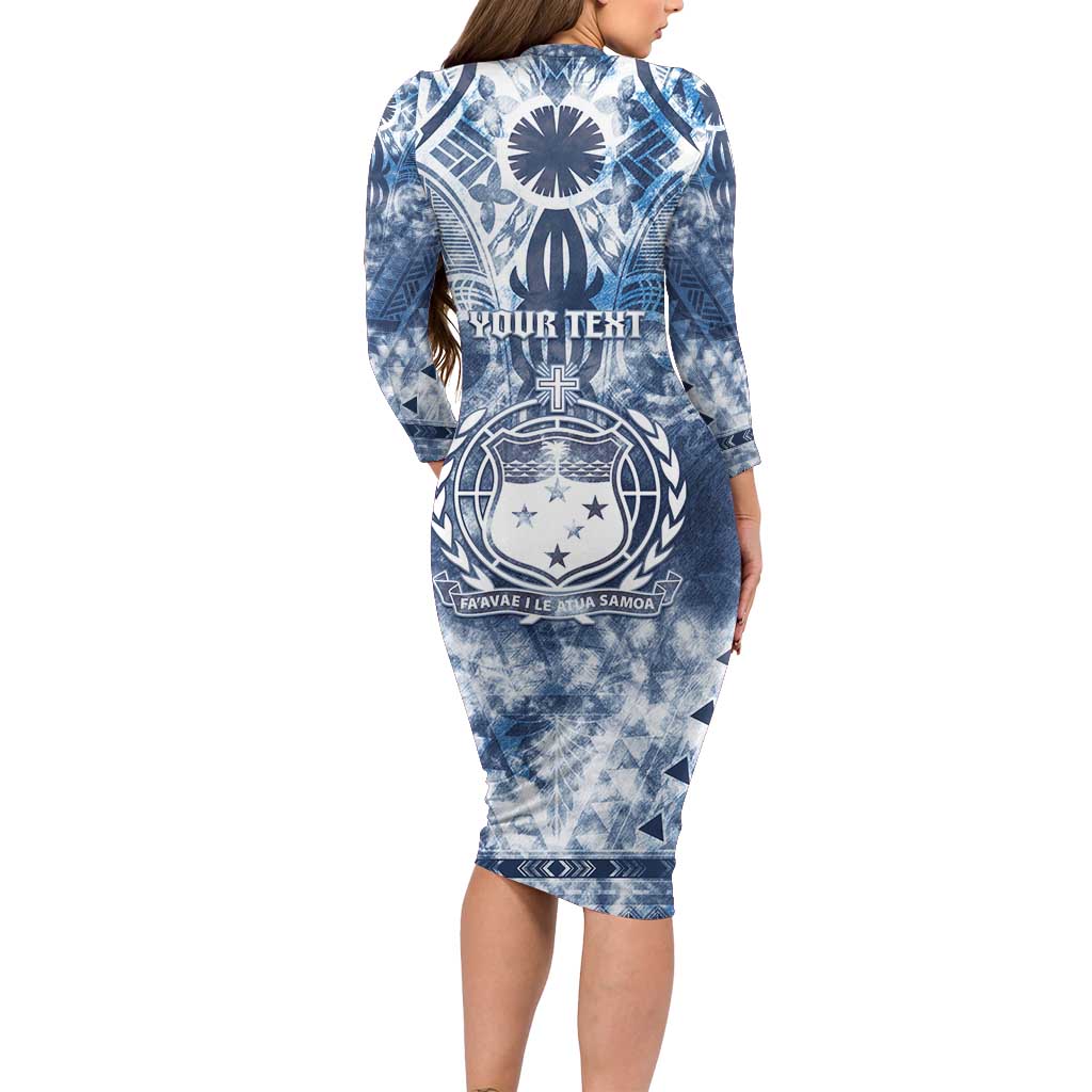Samoa 685 Family Matching Long Sleeve Bodycon Dress and Hawaiian Shirt Polynesian Pattern Tie Dye Style