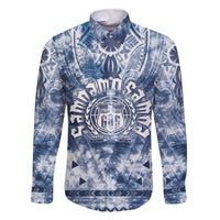 Samoa 685 Family Matching Off The Shoulder Long Sleeve Dress and Hawaiian Shirt Polynesian Pattern Tie Dye Style