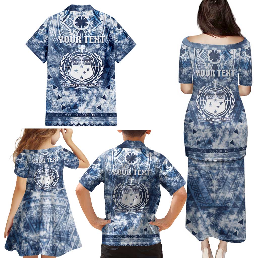 Samoa 685 Family Matching Puletasi and Hawaiian Shirt Polynesian Pattern Tie Dye Style
