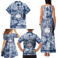 Samoa 685 Family Matching Tank Maxi Dress and Hawaiian Shirt Polynesian Pattern Tie Dye Style