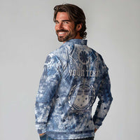 Samoa 685 Long Sleeve Polo Shirt Polynesian Pattern Tie Dye Style