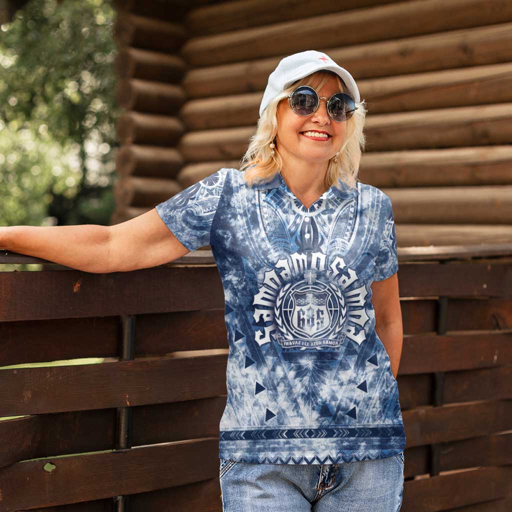 Samoa 685 Women Polo Shirt Polynesian Pattern Tie Dye Style