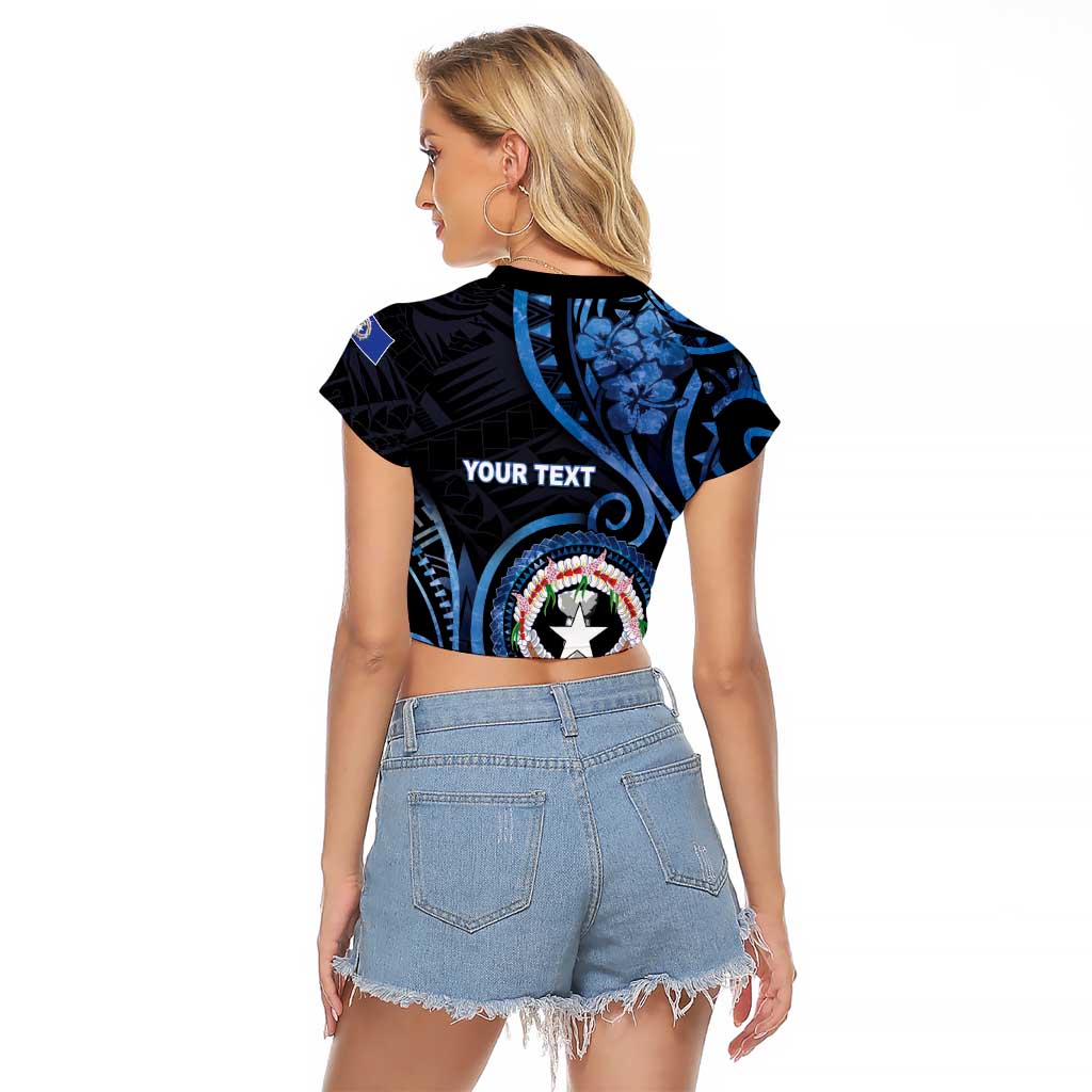Personalized Northern Mariana Islands Raglan Cropped T Shirt Ocean Floral Pattern LT05 - Polynesian Pride