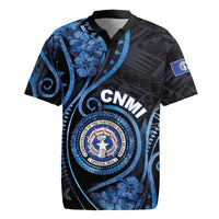 Personalized Northern Mariana Islands Rugby Jersey Ocean Floral Pattern LT05 Black - Polynesian Pride