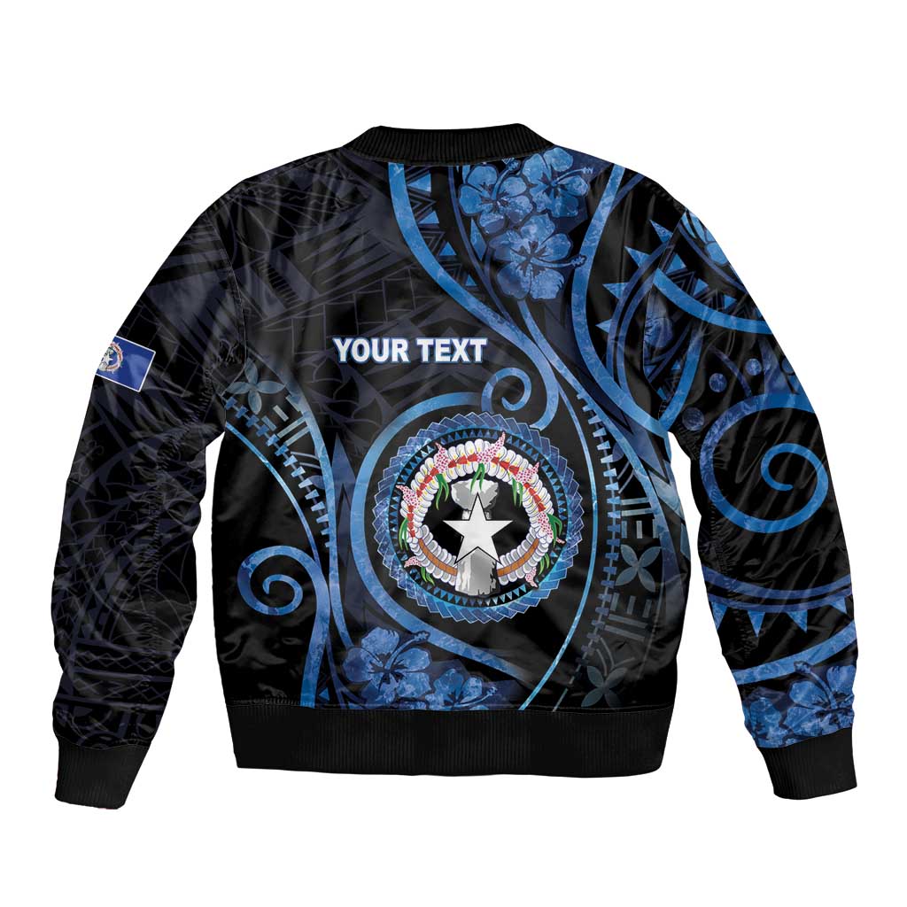 Personalized Northern Mariana Islands Sleeve Zip Bomber Jacket Ocean Floral Pattern LT05 - Polynesian Pride