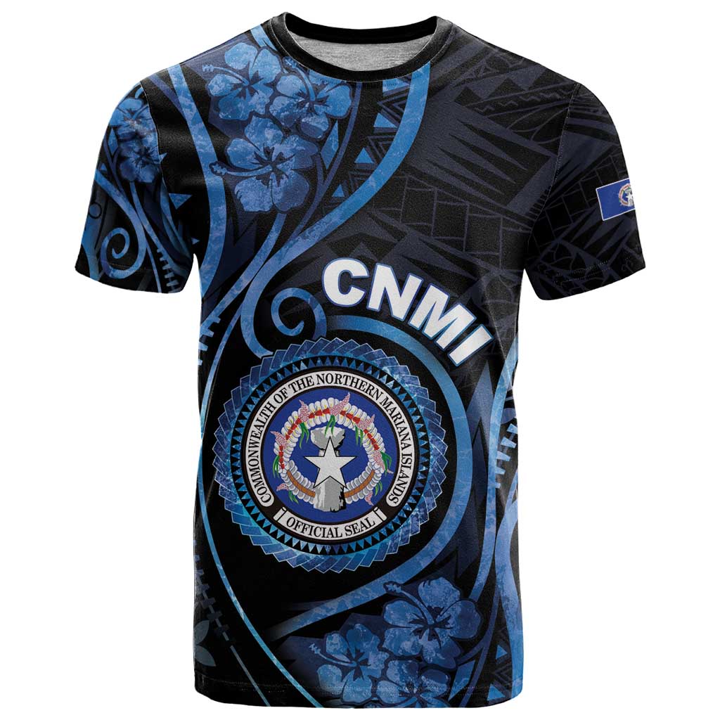 Personalized Northern Mariana Islands T Shirt Ocean Floral Pattern LT05 Black - Polynesian Pride