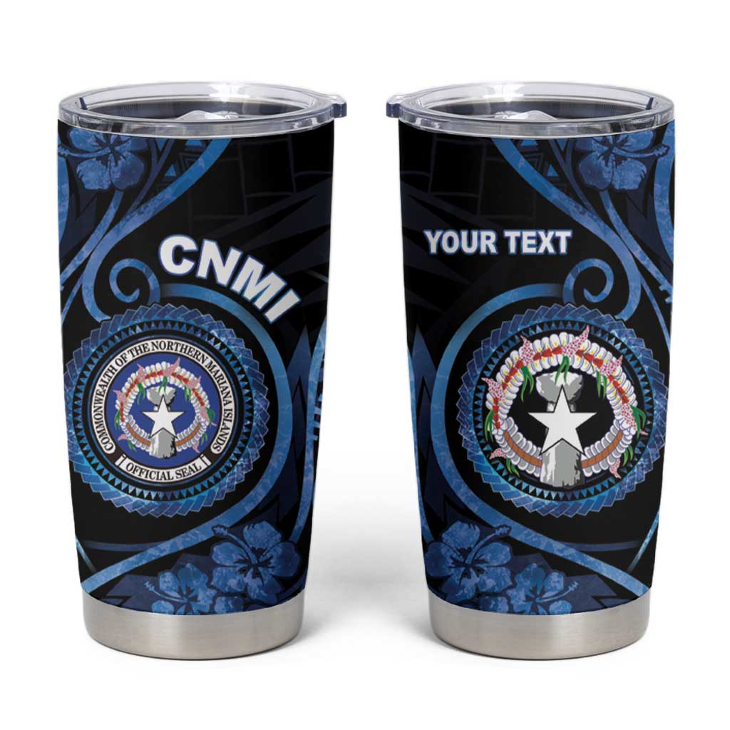 Personalized Northern Mariana Islands Tumbler Cup Ocean Floral Pattern LT05 Black - Polynesian Pride