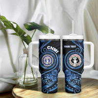 Personalized Northern Mariana Islands Tumbler With Handle Ocean Floral Pattern LT05 - Polynesian Pride