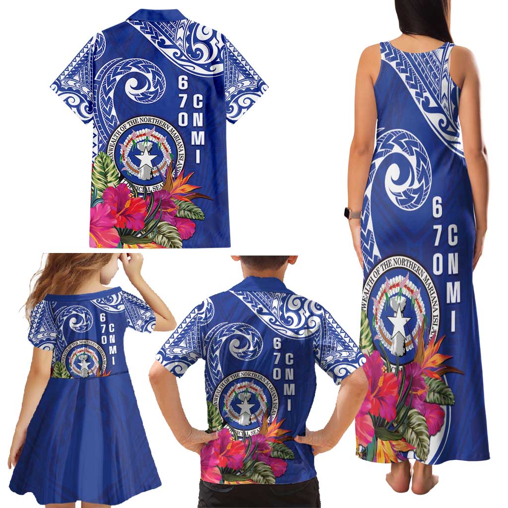 Hafa Adai Northern Mariana Islands Family Matching Tank Maxi Dress and Hawaiian Shirt Polynesian Tribal Pattern