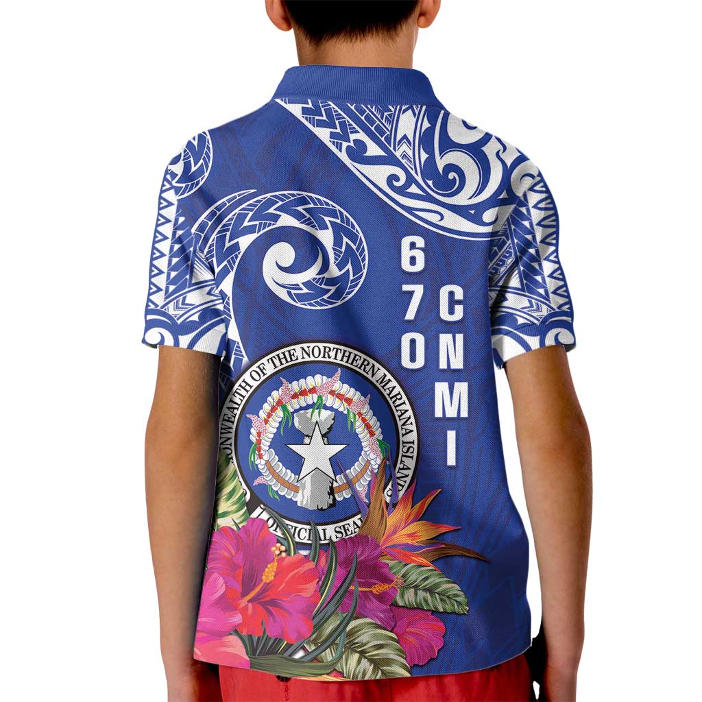 Hafa Adai Northern Mariana Islands Kid Polo Shirt Polynesian Tribal Pattern