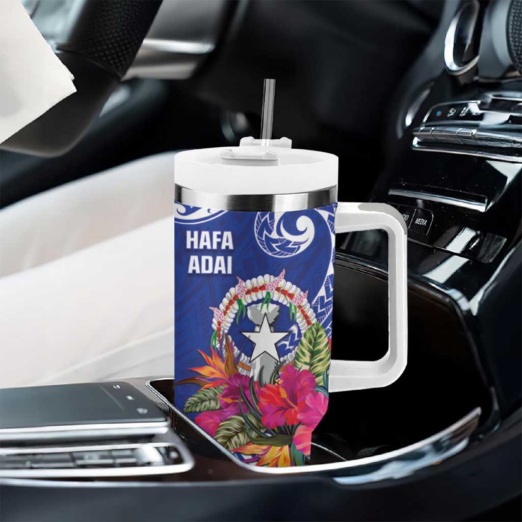 Hafa Adai Northern Mariana Islands Tumbler With Handle Polynesian Tribal Pattern LT05 - Polynesian Pride