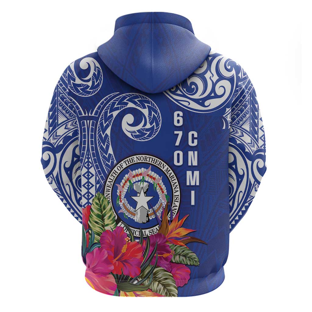 Hafa Adai Northern Mariana Islands Zip Hoodie Polynesian Tribal Pattern