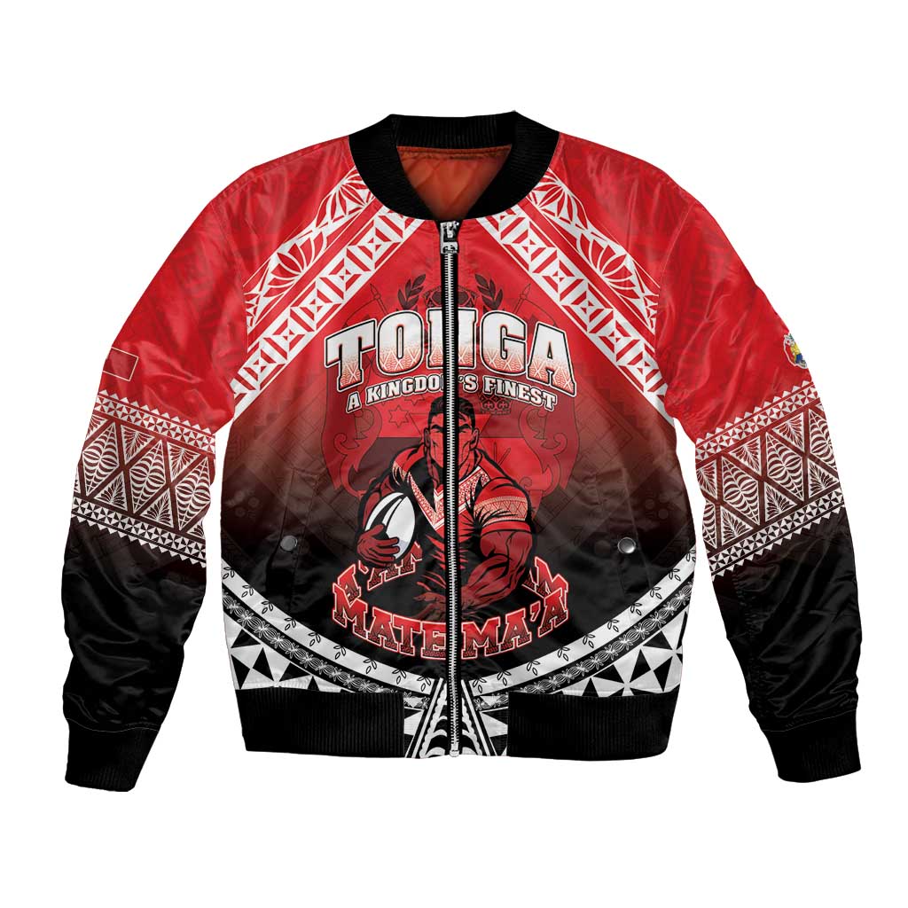 Custom Rugby Tonga MMT Bomber Jacket Mana O Tonga LT05 Unisex Red - Polynesian Pride