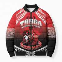Custom Rugby Tonga MMT Bomber Puffer Jacket Mana O Tonga LT05 Unisex Red - Polynesian Pride