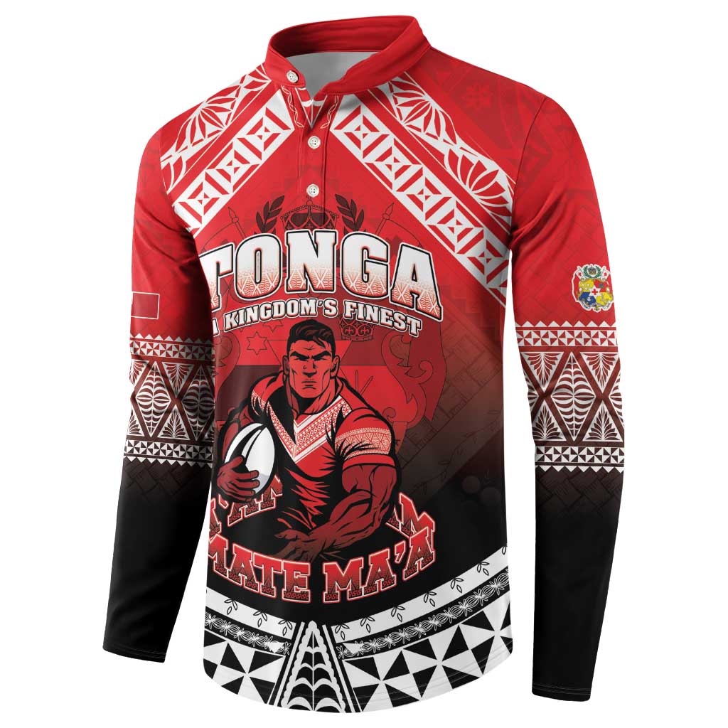 Custom Rugby Tonga MMT Button Sweatshirt Mana O Tonga LT05 - Polynesian Pride