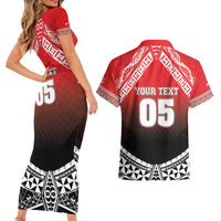Custom Rugby Tonga MMT Couples Matching Short Sleeve Bodycon Dress and Hawaiian Shirt Mana O Tonga - Polynesian Pride