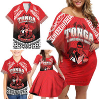 Custom Rugby Tonga MMT Family Matching Off Shoulder Short Dress and Hawaiian Shirt Mana O Tonga - Polynesian Pride