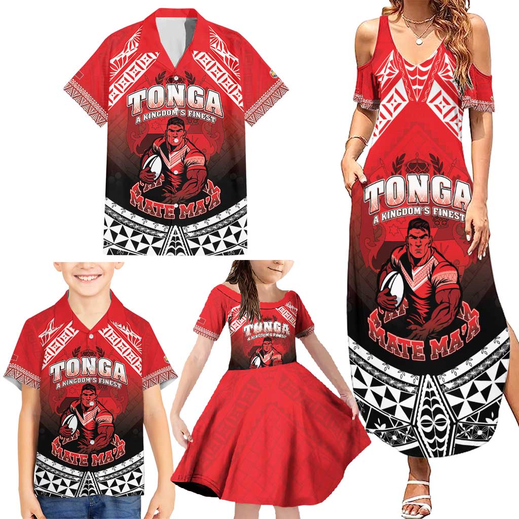 Custom Rugby Tonga MMT Family Matching Summer Maxi Dress and Hawaiian Shirt Mana O Tonga - Polynesian Pride