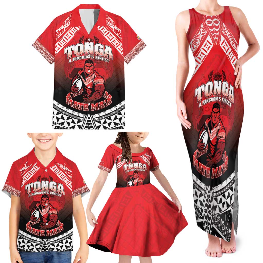 Custom Rugby Tonga MMT Family Matching Tank Maxi Dress and Hawaiian Shirt Mana O Tonga - Polynesian Pride