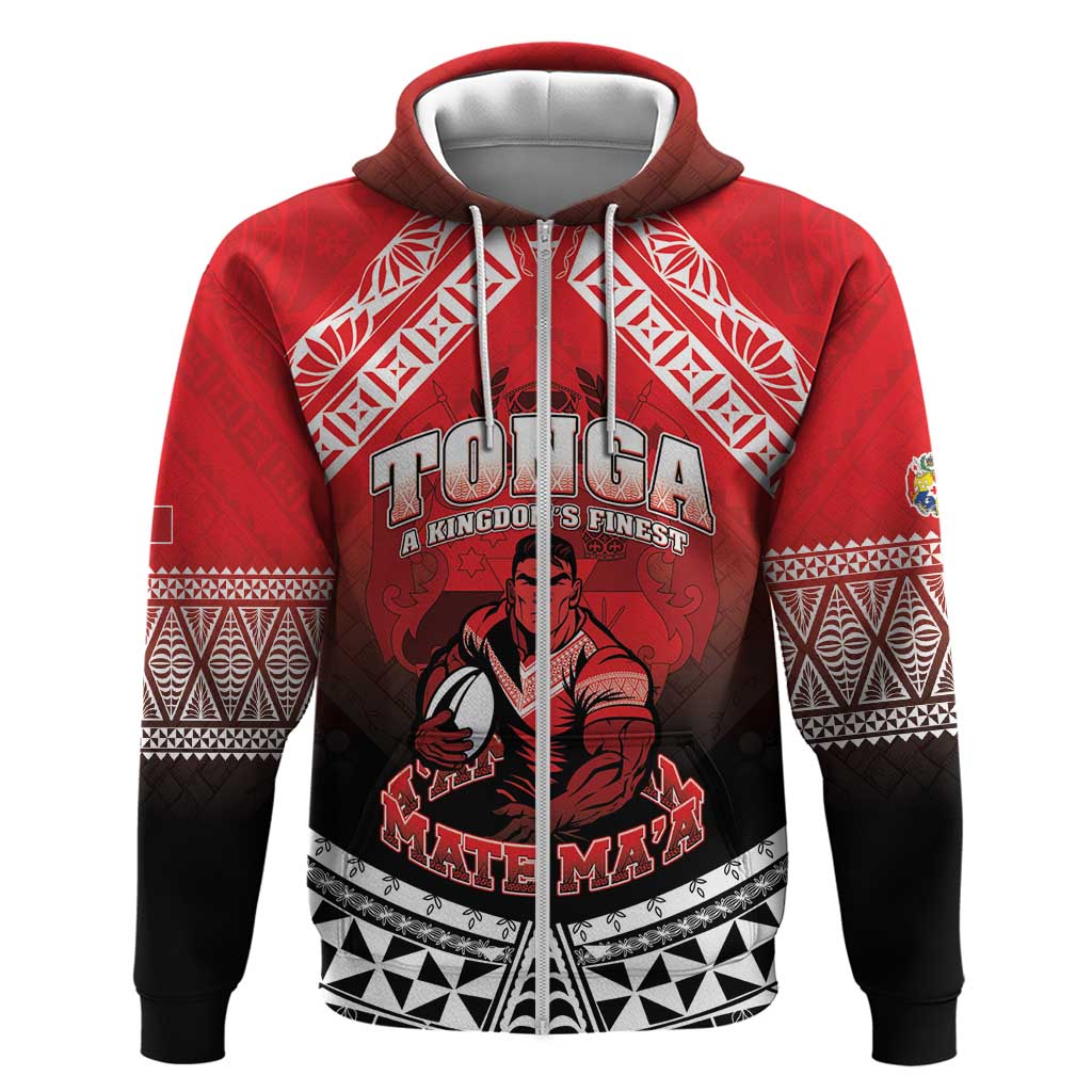 Custom Rugby Tonga MMT Hoodie Mana O Tonga LT05 Zip Hoodie Red - Polynesian Pride