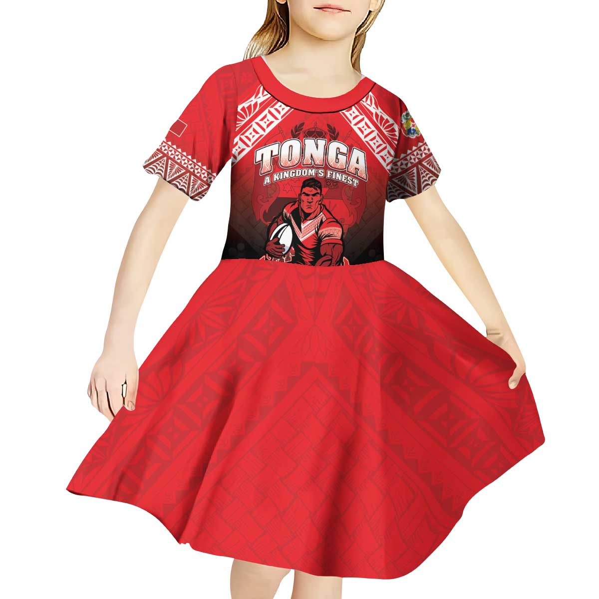 Custom Rugby Tonga MMT Kid Short Sleeve Dress Mana O Tonga LT05 - Polynesian Pride