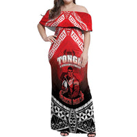 Custom Rugby Tonga MMT Off Shoulder Maxi Dress Mana O Tonga LT05 Women Red - Polynesian Pride